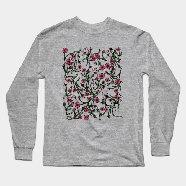 Floral Rodent Long Sleeve T-Shirt by bubbsnugg